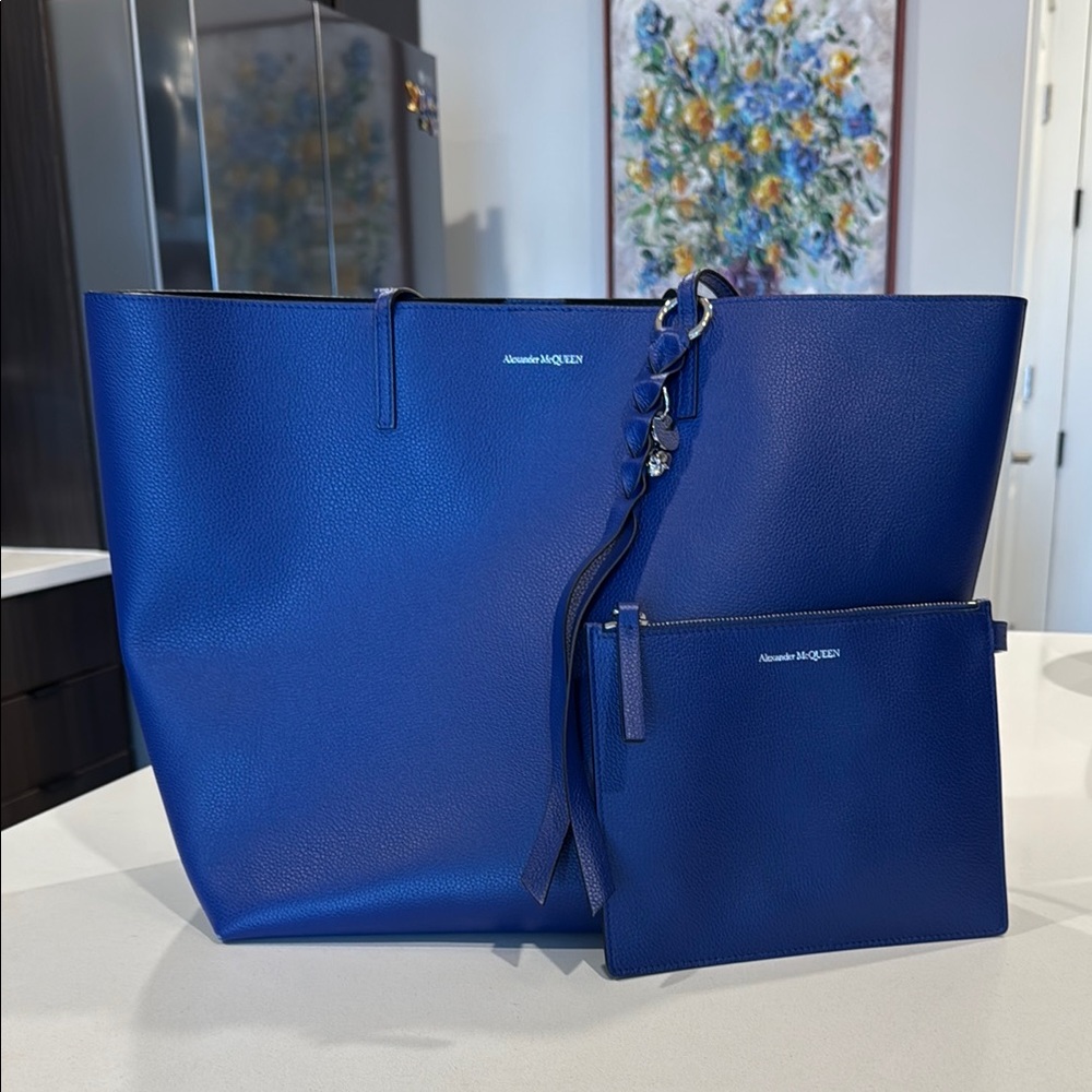 Alexander McQueen Blue Leather Tote